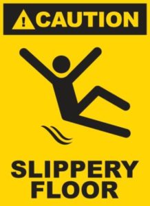 Caution sign for slippery floors