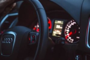 car steering wheel and dashboard