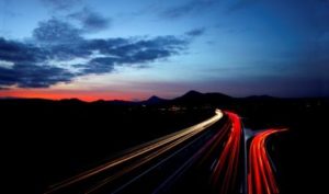 Time-lapse of a highway at dusk