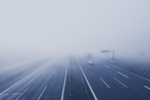 Heavy fog on a highway